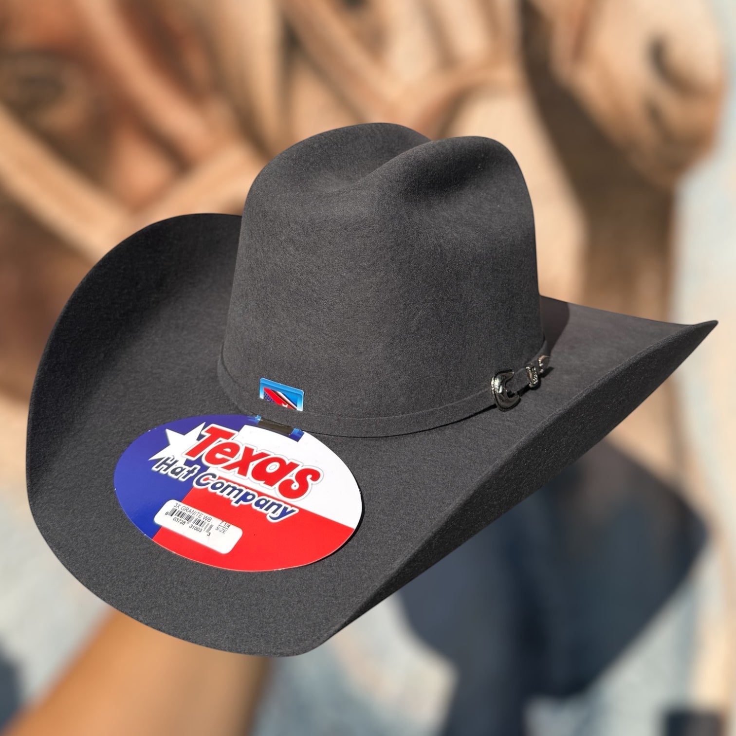 Tejana Texas “Granite Gray” horma Vaquera Copa Mediana Falda 41/4” Lana