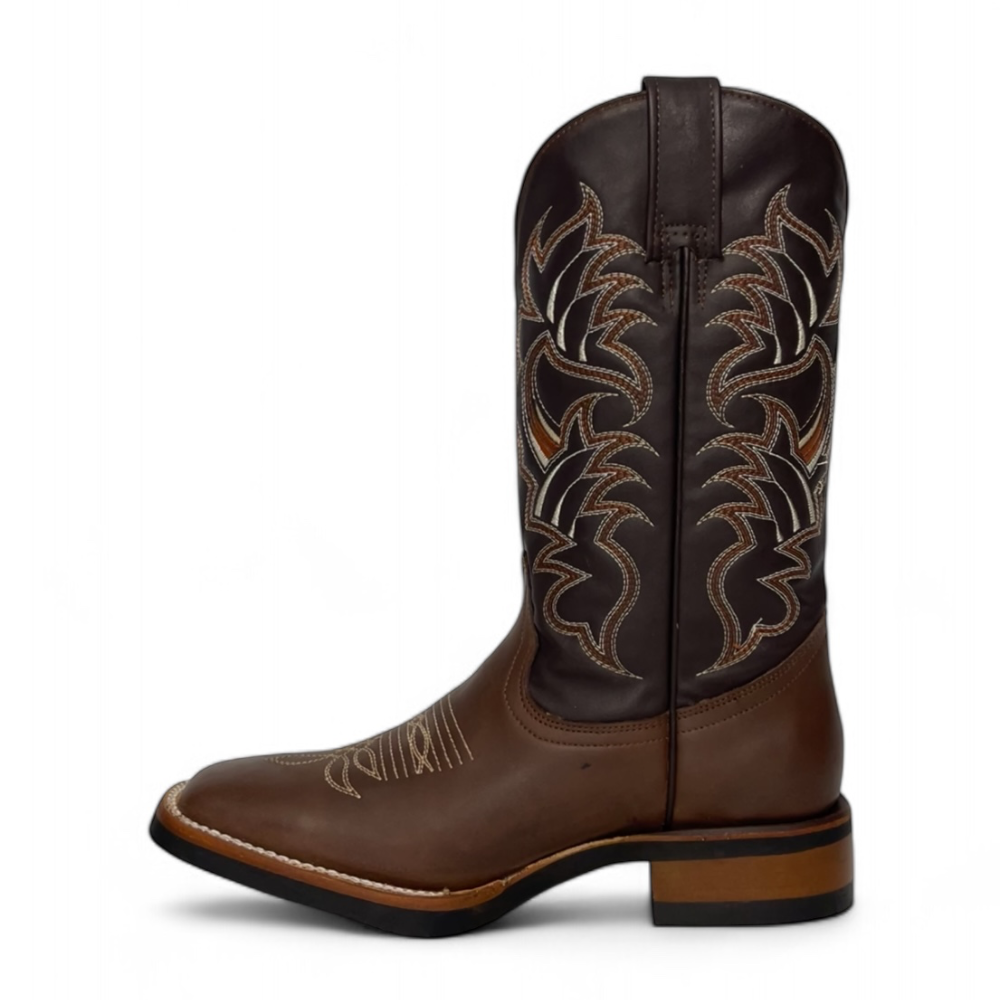 Botas La Sierra Boots Crazy Cafe Wide Square Toe Suela de Hule