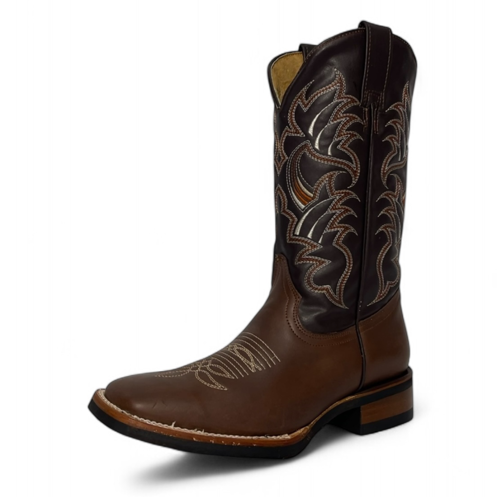 Botas La Sierra Boots Crazy Cafe Wide Square Toe Suela de Hule