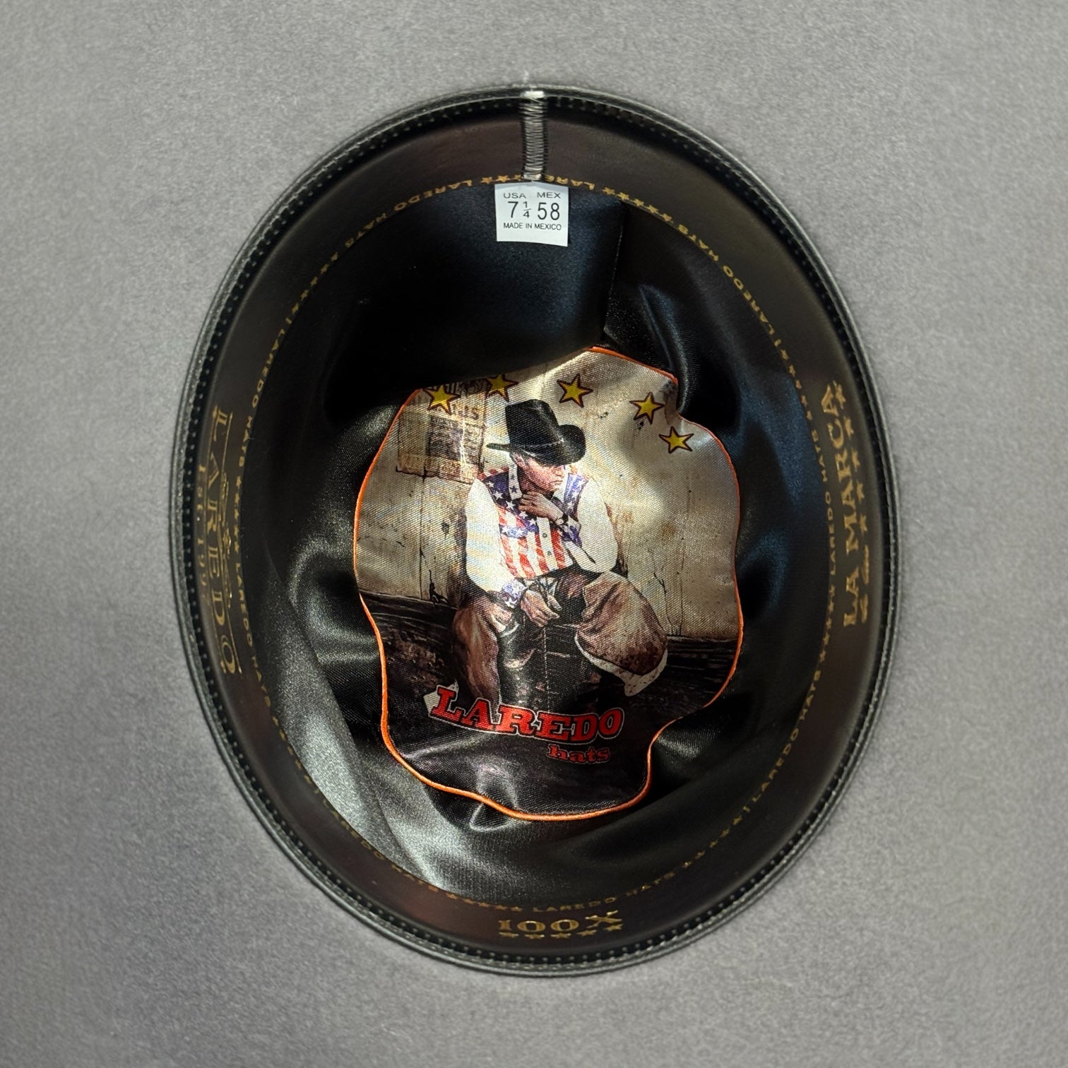 Laredo Hats “Charcoal” Felt 7” Tall Open Crown 4” Brim