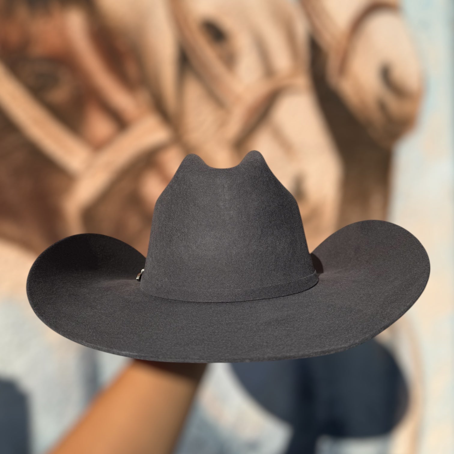 Tejana Texas “Granite Gray” horma Vaquera Copa Mediana Falda 41/4” Lana