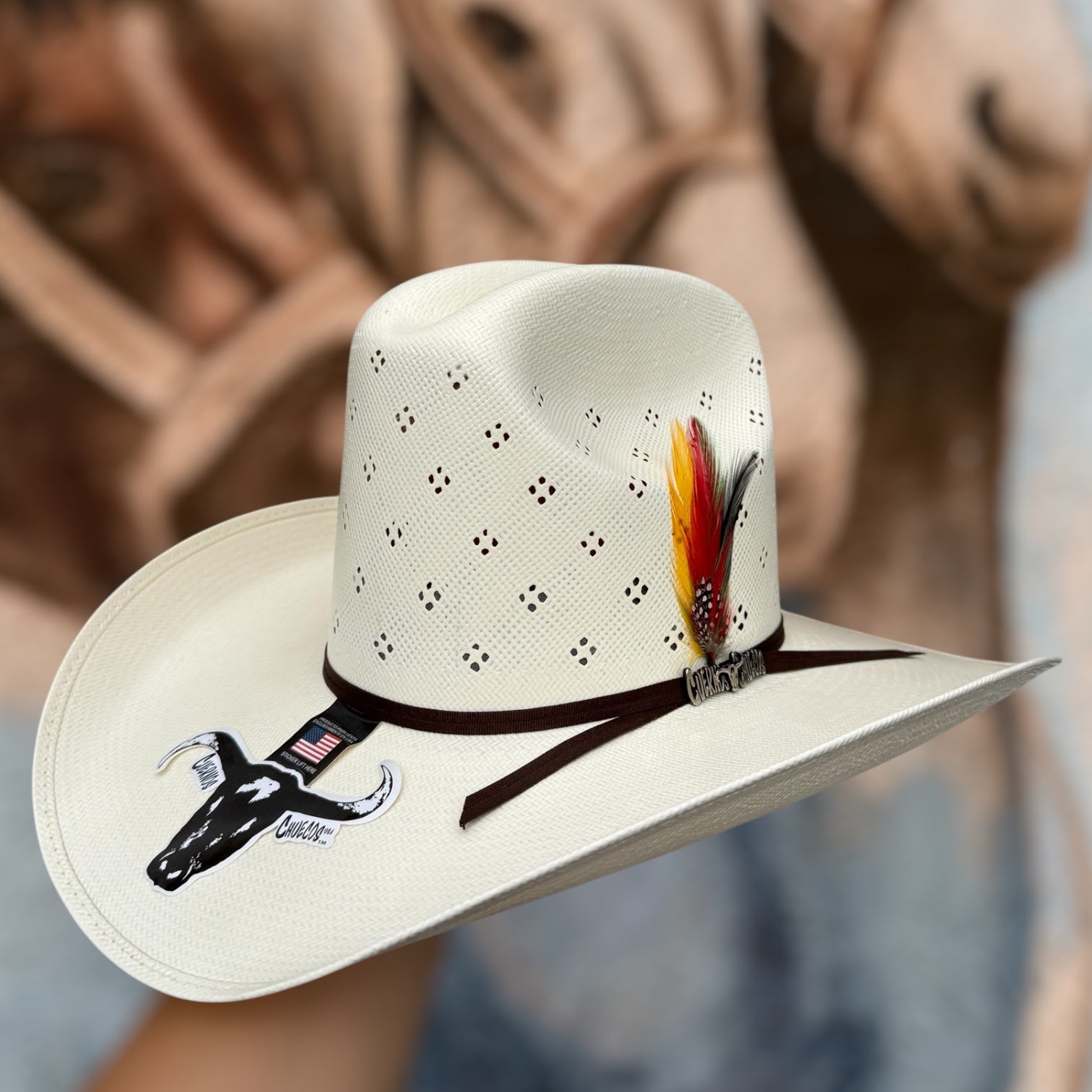 Sombrero 100X Cuernos Chuecos “Trebol” Estilo Jalisco Copa Alta 5.5” Falda 4.25”