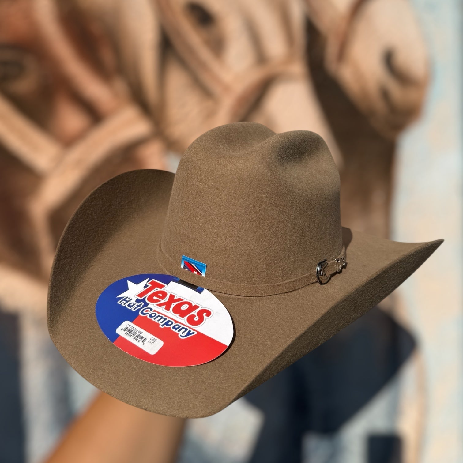 Tejana Texas “Camel” horma Vaquera Copa Mediana Falda 41/4” Lana