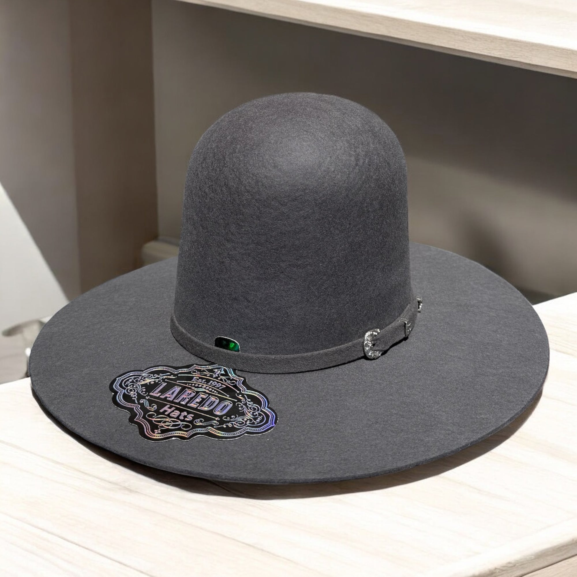 Laredo Hats “Charcoal” Felt 7” Tall Open Crown 4” Brim