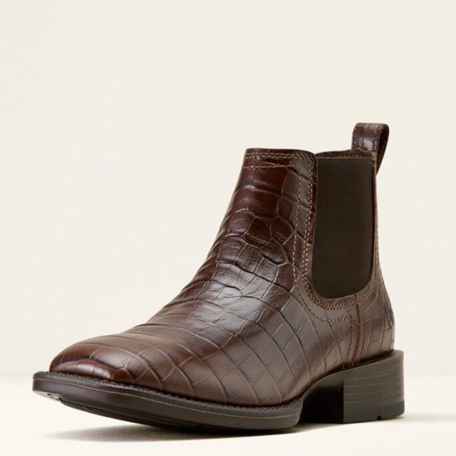 Botin Ariat Men’s Booker Chelsea Wide Square Toe Western Boot Chocolate