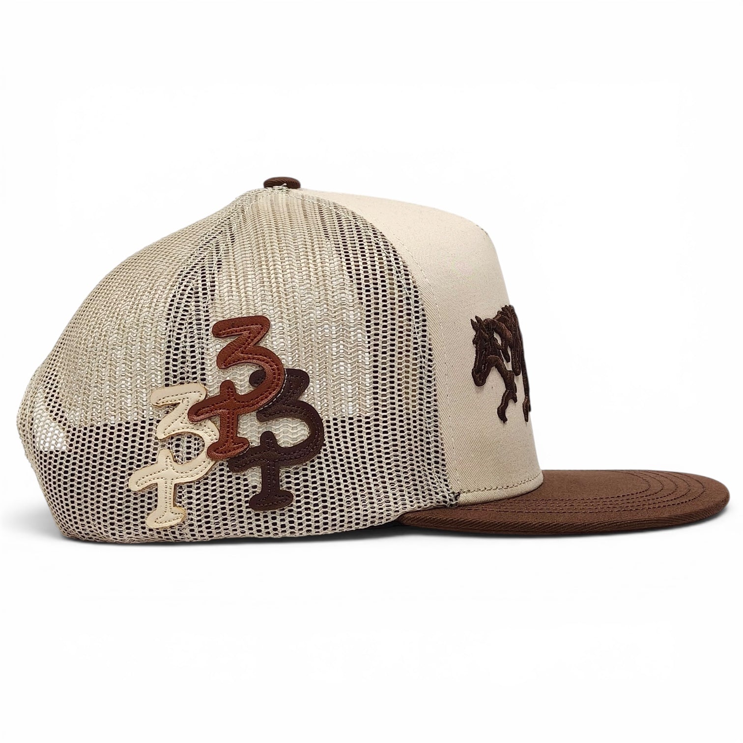 “3 Potrillos” Cream & Brown Snapback (Los 3 Potrillos Western Wear)