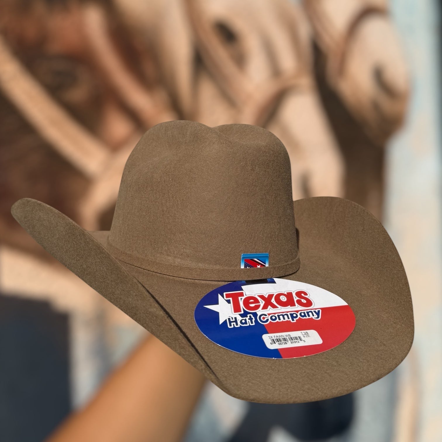 Tejana Texas “Camel” horma Vaquera Copa Mediana Falda 41/4” Lana