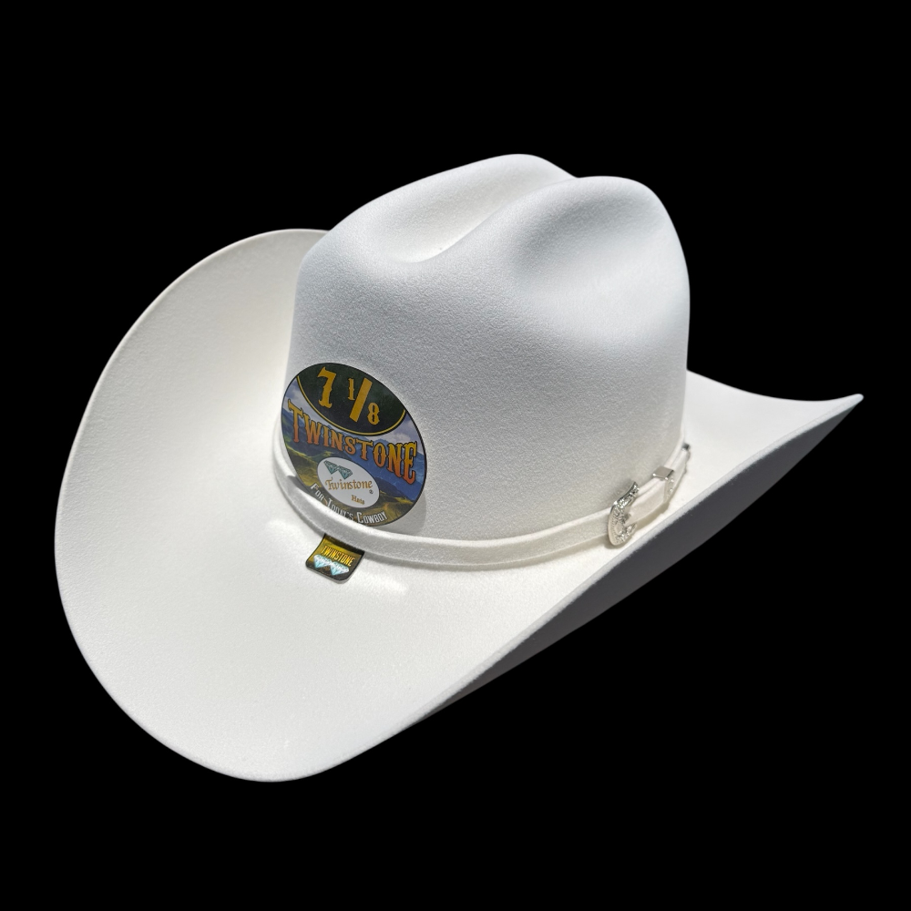 Tejana Twinstone Hats 6X “Blanca” Estilo Sinaloa Copa Regular 4.5” Falda 3.5”