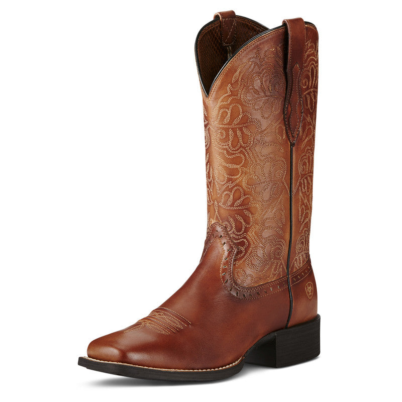 Women’s Ariat Round Up Remuda Wide Square Toe Western Boot Naturally Rich