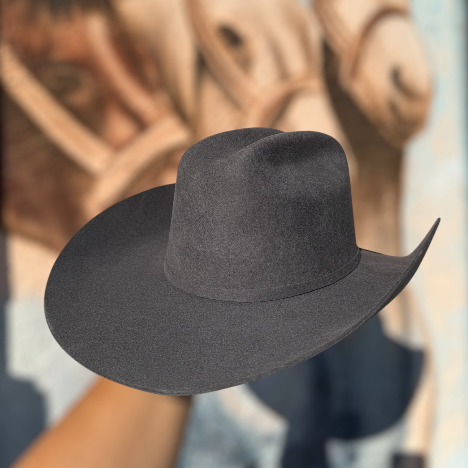 Tejana Texas “Granite Gray” horma Vaquera Copa Mediana Falda 41/4” Lana