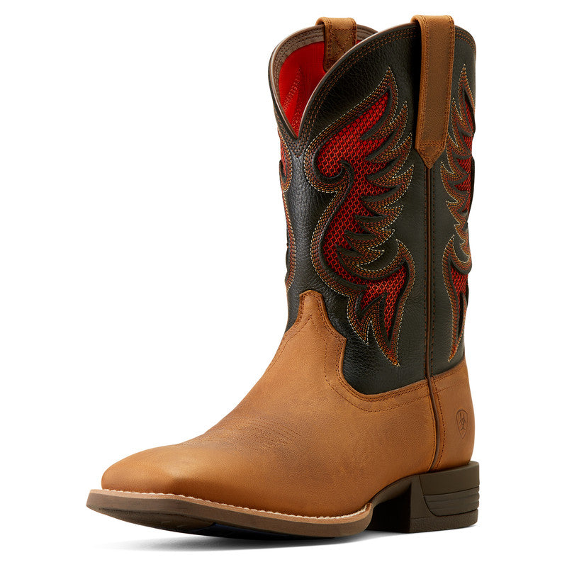 Men’s Ariat Cowpuncher VentTEK Cowboy Boot Sorrel Crunch/Black Deertan