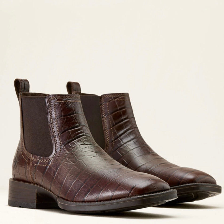 Botin Ariat Men’s Booker Chelsea Wide Square Toe Western Boot Chocolate