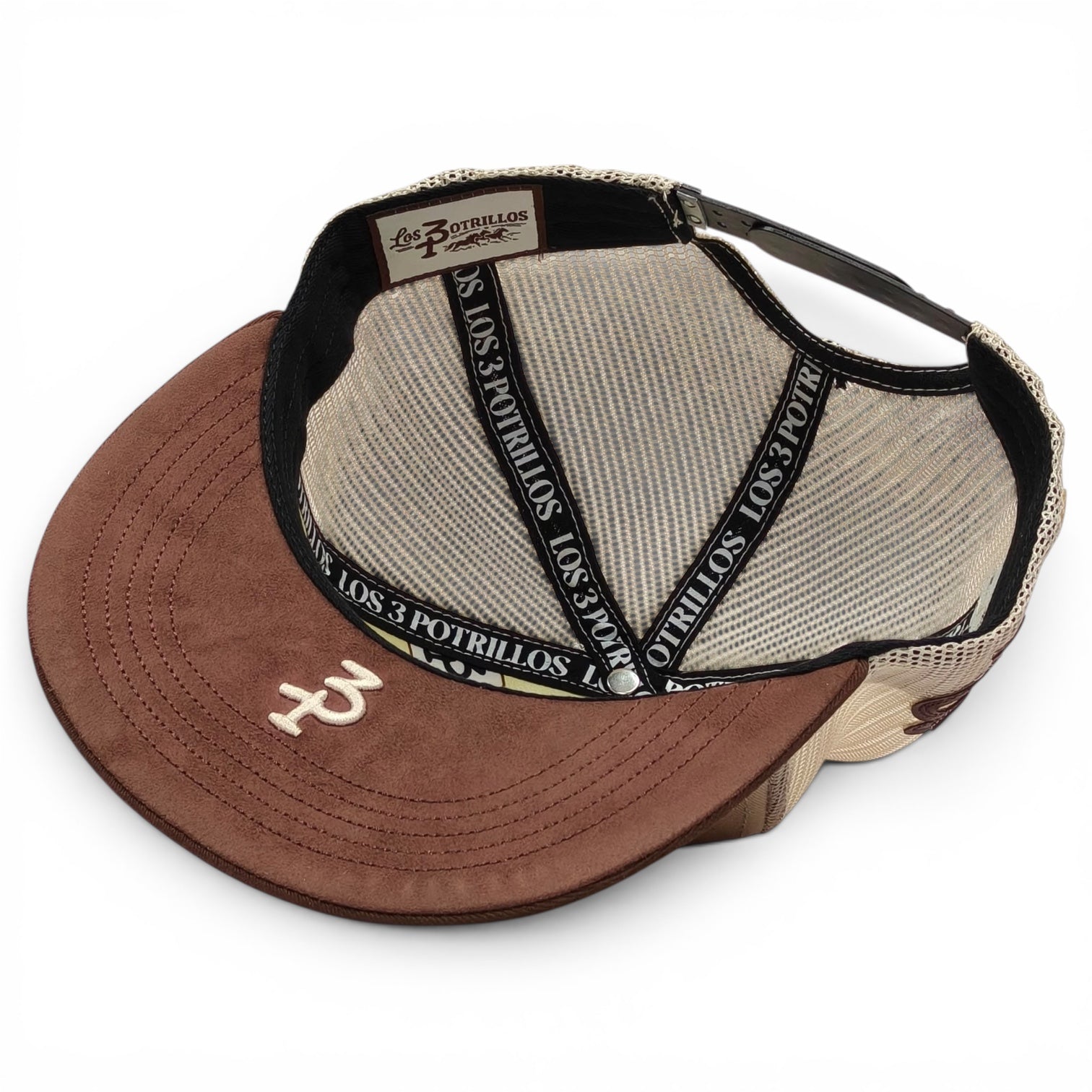 “3 Potrillos” Cream & Brown Snapback (Los 3 Potrillos Western Wear)