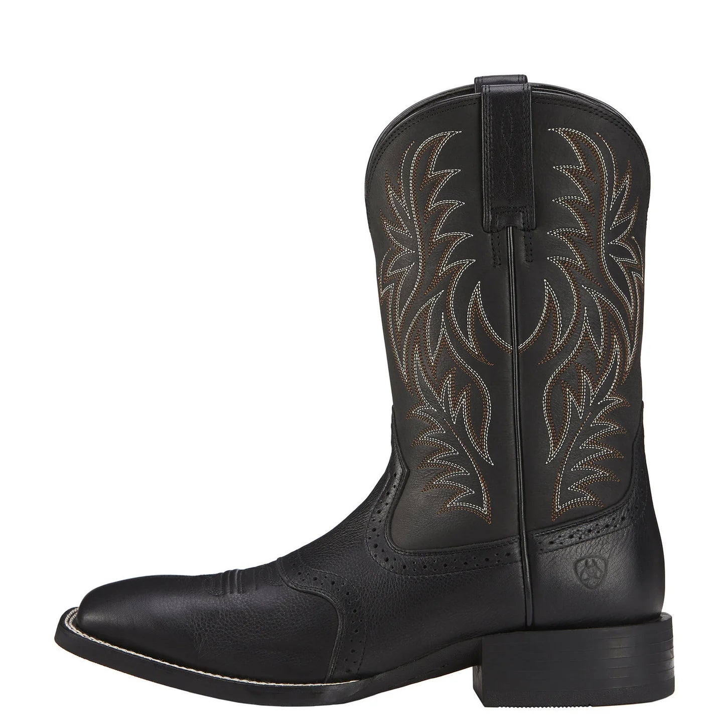 Men’s Ariat Sport Western Wide Square Toe Cowboy Boot Black Deertan