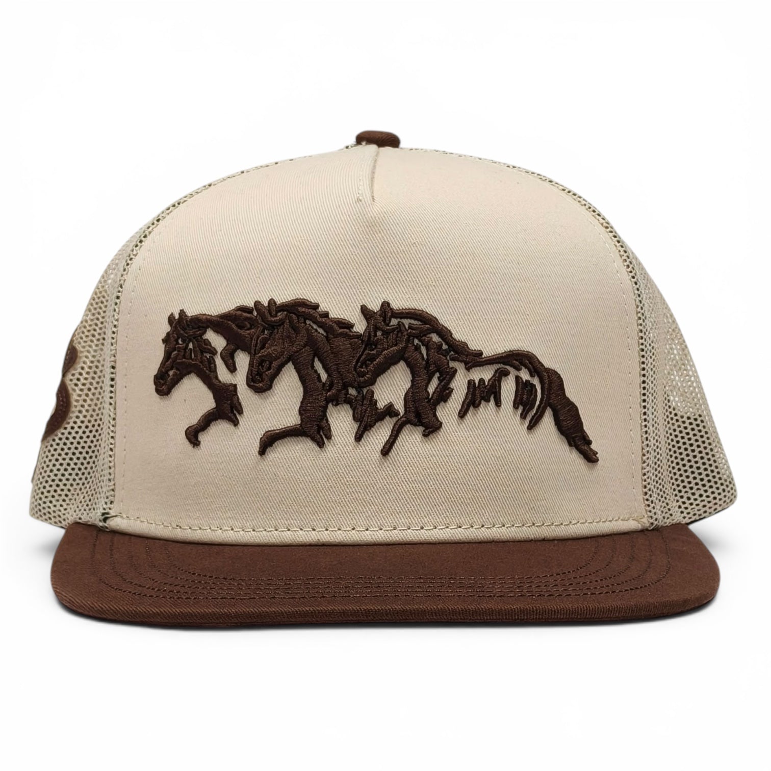 “3 Potrillos” Cream & Brown Snapback (Los 3 Potrillos Western Wear)