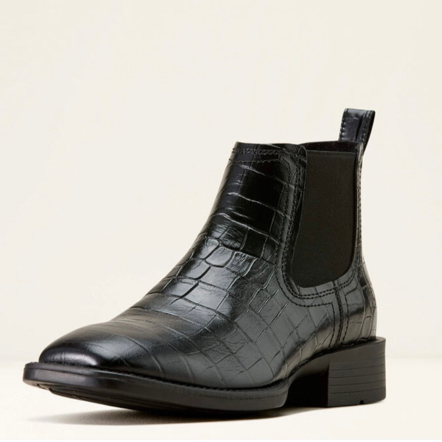 Botin Ariat Men’s Booker Chelsea Wide Square Toe Western Boot Black Croc Print
