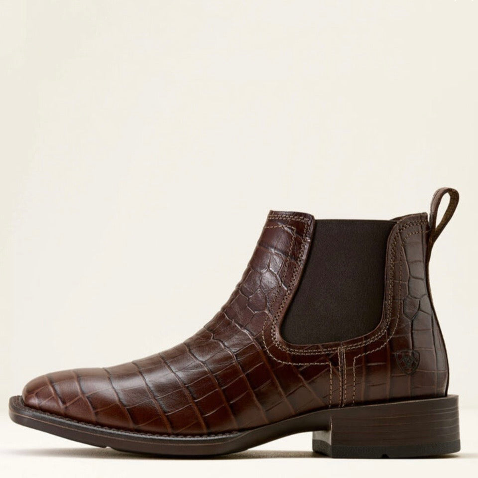 Botin Ariat Men’s Booker Chelsea Wide Square Toe Western Boot Chocolate