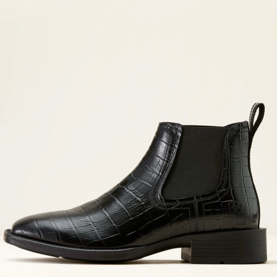 Botin Ariat Men’s Booker Chelsea Wide Square Toe Western Boot Black Croc Print