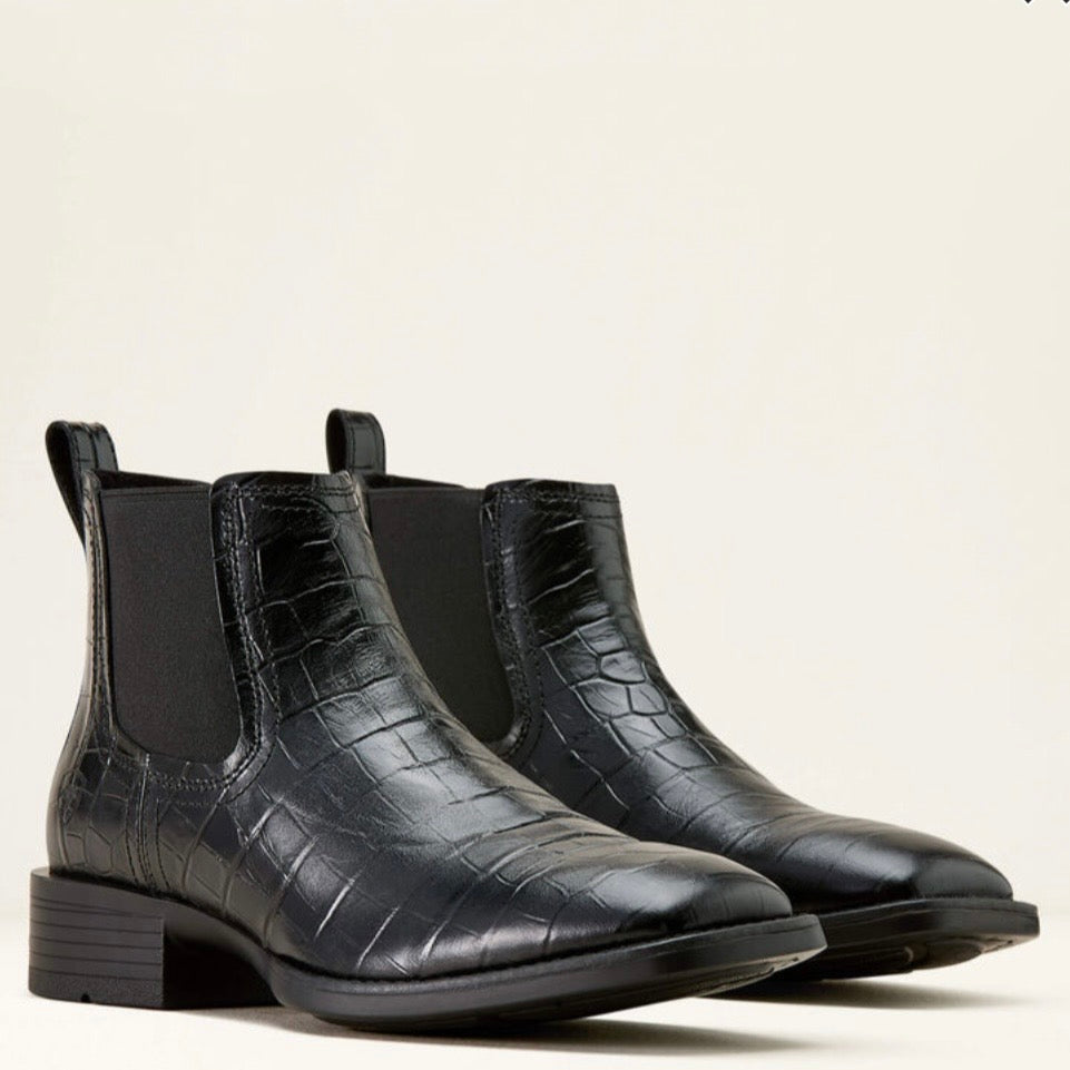 Botin Ariat Men’s Booker Chelsea Wide Square Toe Western Boot Black Croc Print