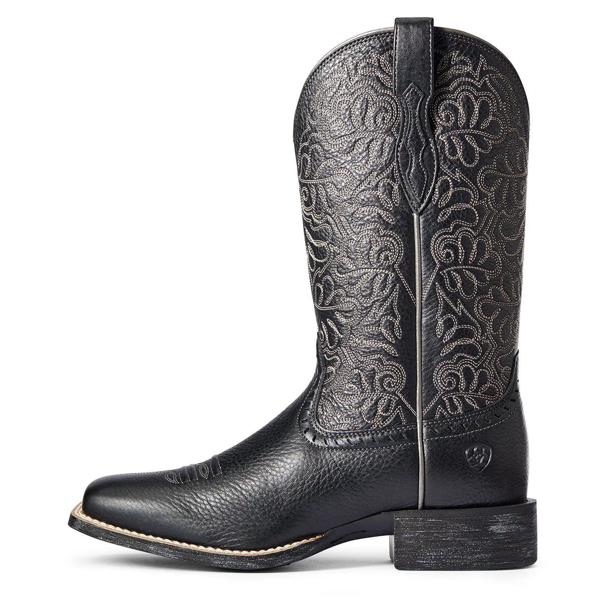 Women’s Ariat Round Up Remuda Wide Square Toe Western Boot Black Deertan