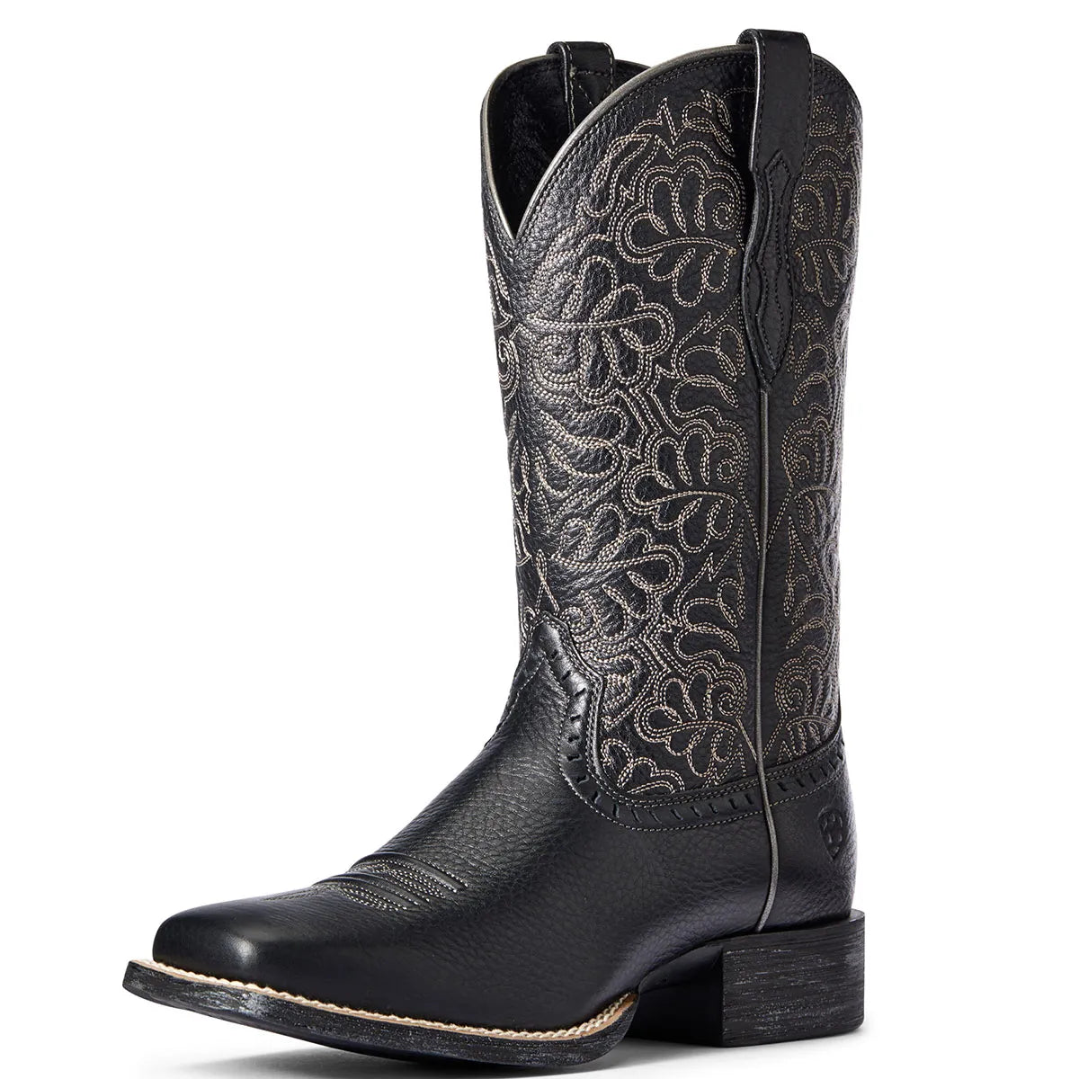 Women’s Ariat Round Up Remuda Wide Square Toe Western Boot Black Deertan