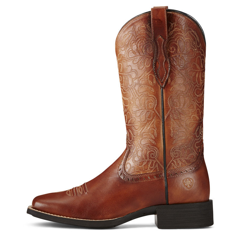 Women’s Ariat Round Up Remuda Wide Square Toe Western Boot Naturally Rich
