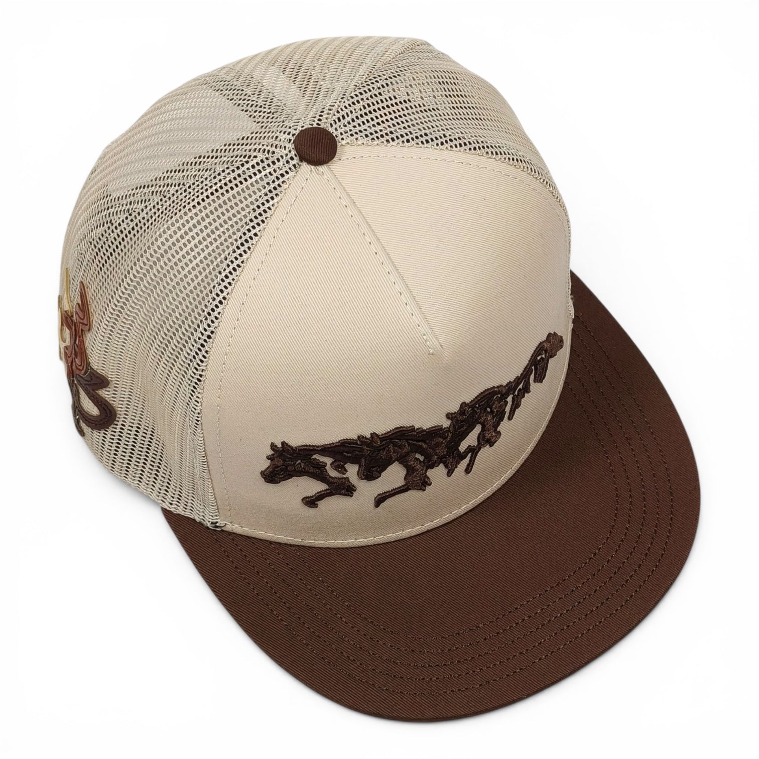 “3 Potrillos” Cream & Brown Snapback (Los 3 Potrillos Western Wear)