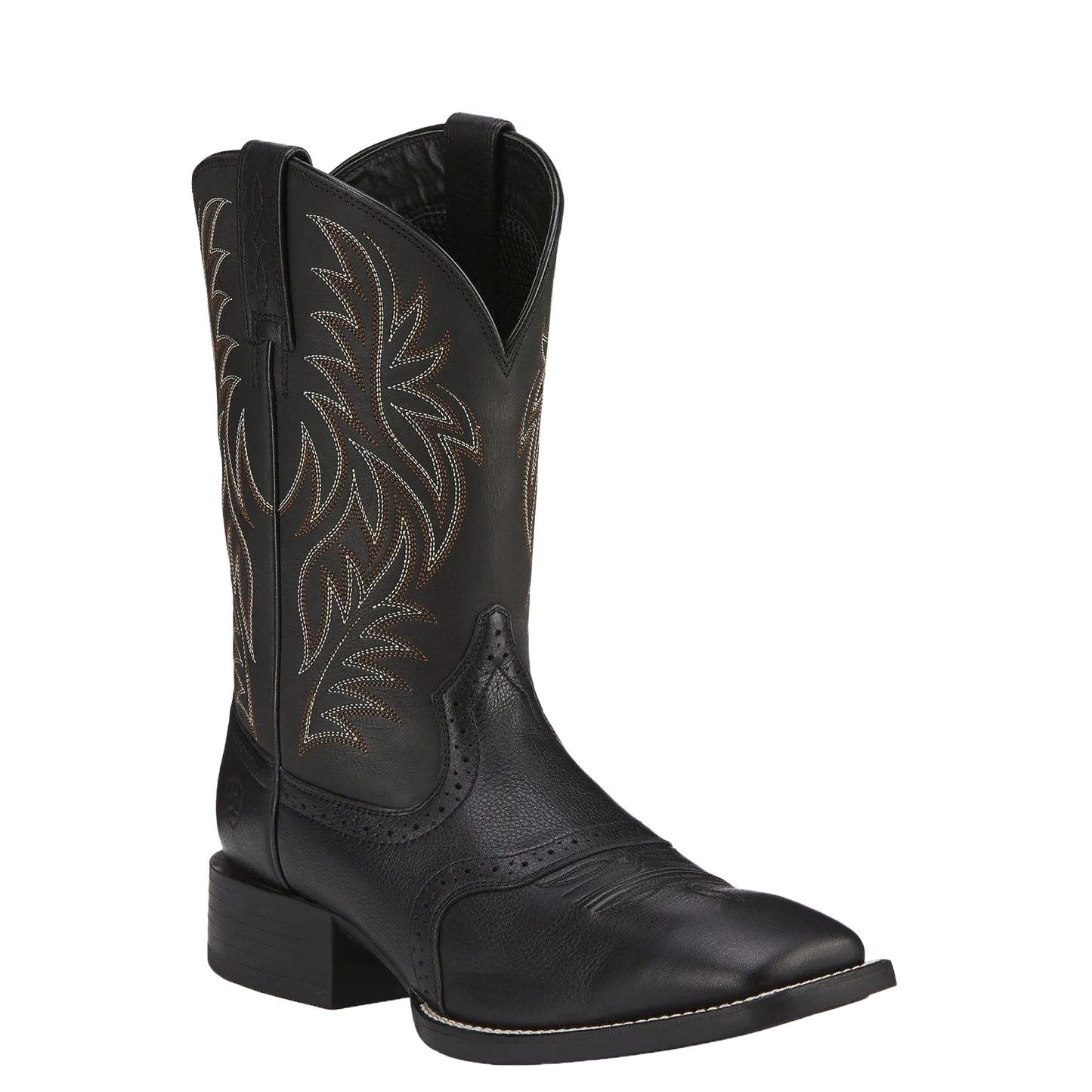 Men’s Ariat Sport Western Wide Square Toe Cowboy Boot Black Deertan