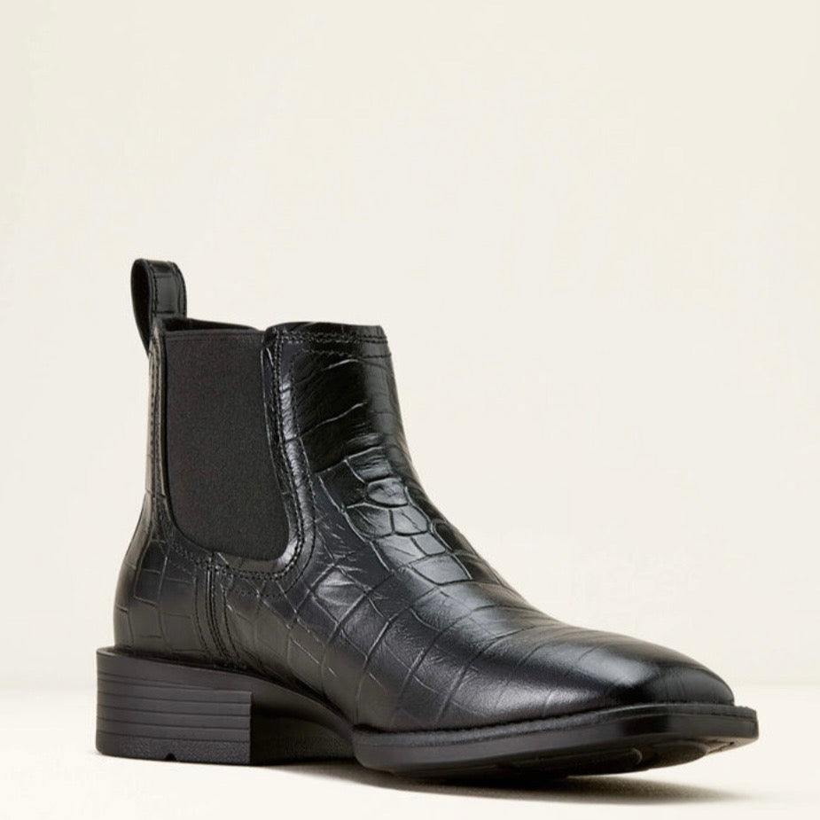 Botin Ariat Men’s Booker Chelsea Wide Square Toe Western Boot Black Croc Print