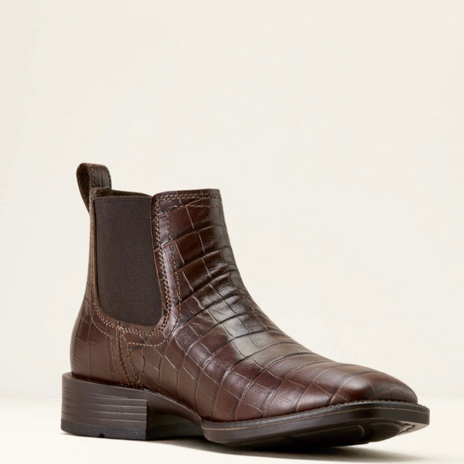 Botin Ariat Men’s Booker Chelsea Wide Square Toe Western Boot Chocolate