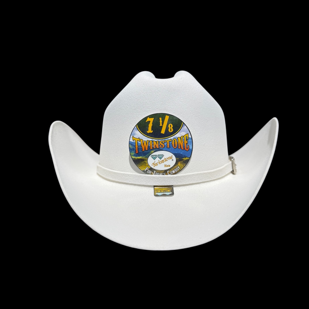 Tejana Twinstone Hats 6X “Blanca” Estilo Sinaloa Copa Regular 4.5” Falda 3.5”