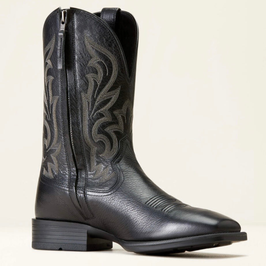 Men’s Ariat Slim Zip Ultra Western Boot Black Deertan