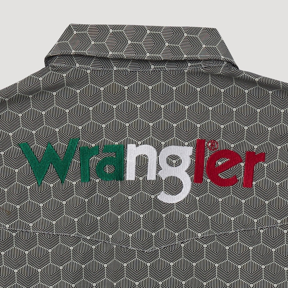 Men’s Wrangler Wester Snap Shirt Mexico Logo Geometric Pattern