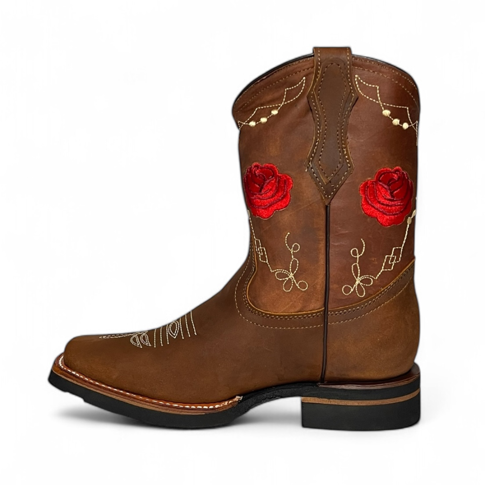 Botas La Sierra Boots “Rosas Rojas” Tan